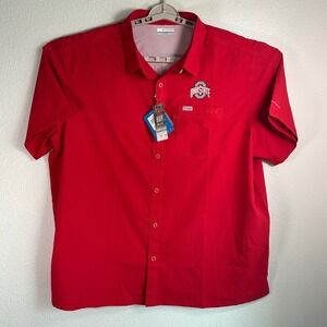 Columbia PFG Ohio State Buckeyes Shirt XXL Mens Fishing Omni-Shade Red